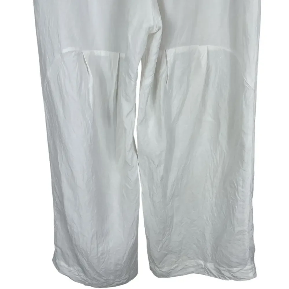 Shosh New York Structured Linen Cropped Wide Leg Pants Minimalist White Sz 2 Med - Picture 3 of 11